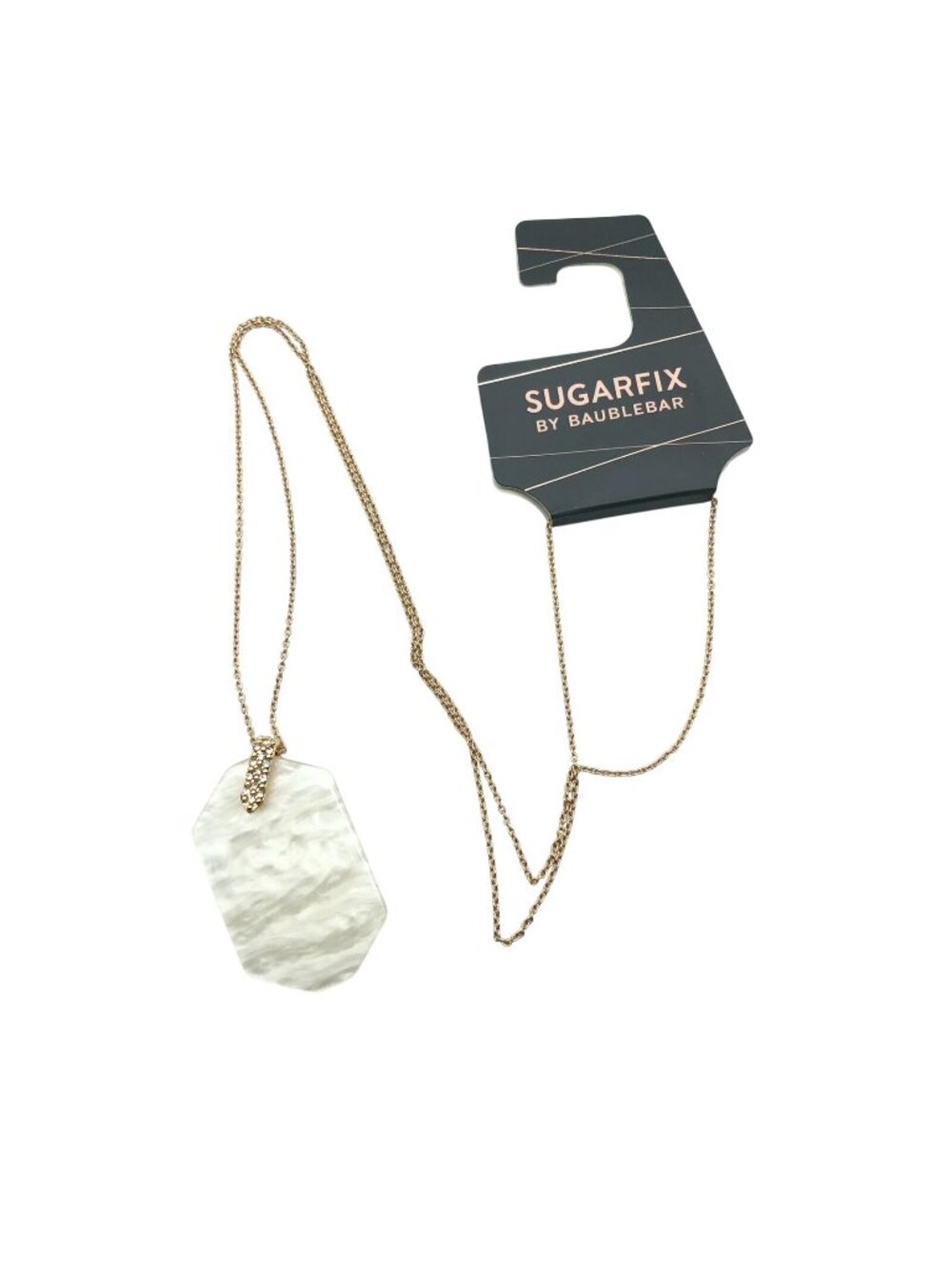 Sugarfix by Baublebar Necklace Graphic Resin Rhinestones White Gold Tone